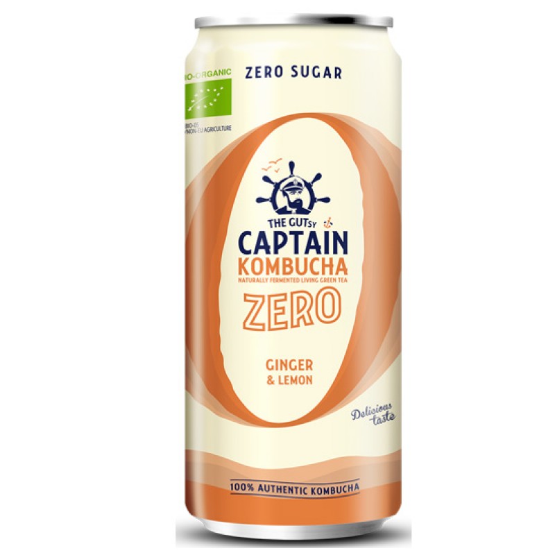 Captain Kombucha Κομπούχα 'Zero' Χωρίς Θερμίδες 'Τζίντζερ & Λεμόνι' (250ml) Τρόφιμα